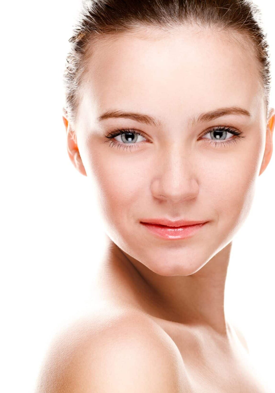 Beautiful woman. Isolated over white.